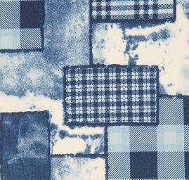 Bavlna pružná tisk riflový patchwork