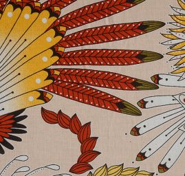 Viskozová šatová látka listová mozaika hnědá