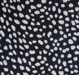 Viskozová šatová látka zvířecí vzor bílomodrá