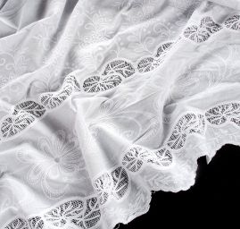Krajka madeira květinový vzor výšivka rišelie bílá