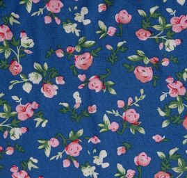 Viskozová šatová látka drobné kytičky modrá