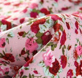 Viskozová letní látka kytičkový motiv starorůžová