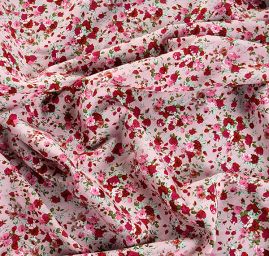 Viskozová letní látka kytičkový motiv starorůžová