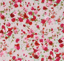 Viskozová letní látka kytičkový motiv starorůžová