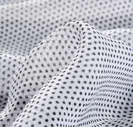 Šifon plise puntíky drobné černá/bílá II.jakost