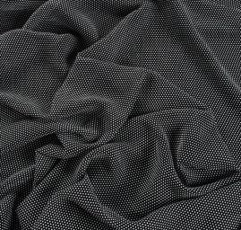 Šifon plise puntiky bílé na černém podkladě