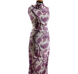 Hedvábný krepdešín paisley vzor exotický motiv páv