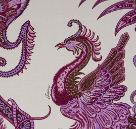 Hedvábný krepdešín paisley vzor exotický motiv páv