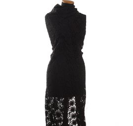 Hrubá bavlněná krajka květinový motiv černá