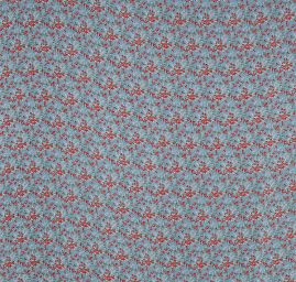 Šifon plise motiv drobné kytičky tyrkysový podklad