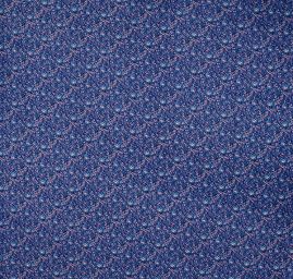 Šifon plise motiv drobné květy modrý