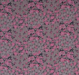 Šifon plisé motiv drobných květů starorůžová