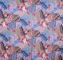 Satén imitace hedvábí vzor patchwork 