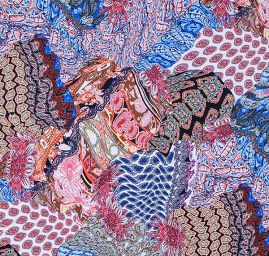 Satén imitace hedvábí vzor patchwork 