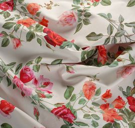 Hrubší bavlněná látka tisk květinový motiv