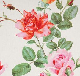 Hrubší bavlněná látka tisk květinový motiv