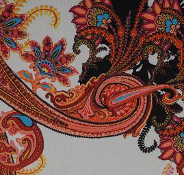 Šifon tisk paisley vzor a květinový motiv