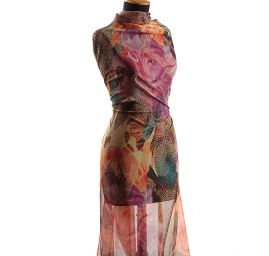 Šifon tisk zvířecí motiv nevšední květy