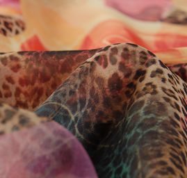 Šifon tisk zvířecí motiv nevšední květy