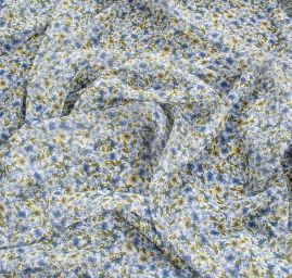 Šifon pružný drobné květy modrozelený