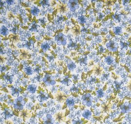 Šifon pružný drobné květy modrozelený
