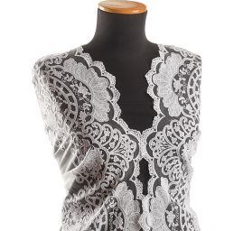 Krajka výšivka na tylu bordura bílá