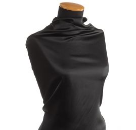 Pružný  černý satén matný