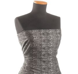 Žakárová pružná látka slonová kost/šedá