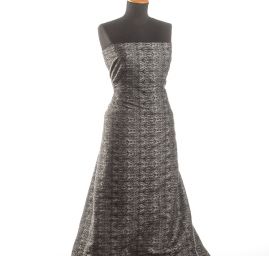 Žakárová pružná látka slonová kost/šedá