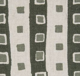 Lněná látka tisk motiv proužky/kostky zelená