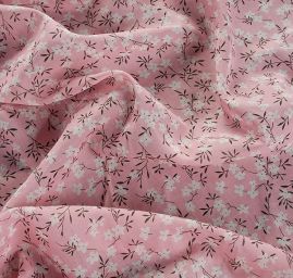 Bavlna etamín jemný drobné květy růžová