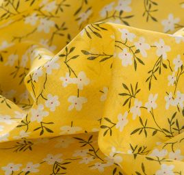 Bavlna etamín jemný drobné květy žlutá