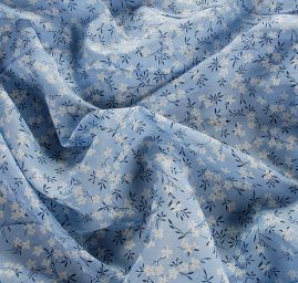 Bavlna etamín jemný drobné květy modrá