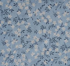 Bavlna etamín jemný drobné květy modrá