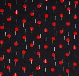 Viskozová šatová látka tisk puntíky tečky červená II.jakost