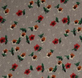 Viskozová šatová látka drobné květy šedá