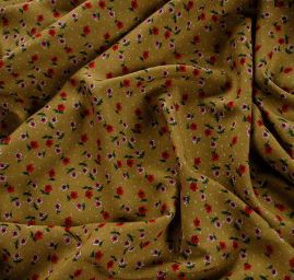 Viskozová šatová látka drobné květy zelená