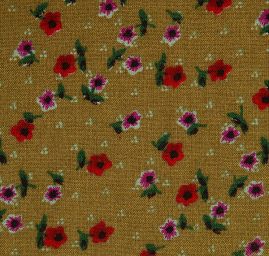 Viskozová šatová látka drobné květy zelená