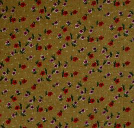 Viskozová šatová látka drobné květy zelená