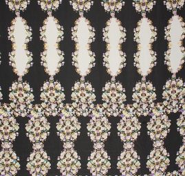 Hedvábná látka romantický vzor květin fialová