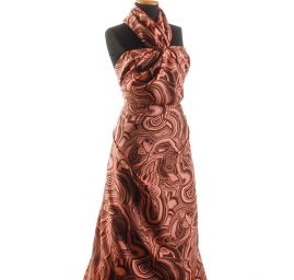 Hedvábná látka avangardní motiv růžová/hnědá