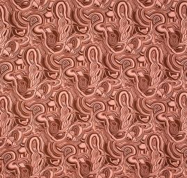 Hedvábná látka avangardní motiv růžová/hnědá