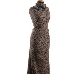 Žakárová tkanina kreš hnědá/černá