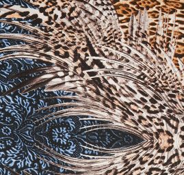 Pružná bavlněná látka tisk zvířecí motiv/peří/květy