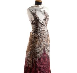 Pružná bavlněná látka tisk zvířecí motiv/peří/květy 