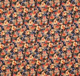 Pružná bavlněná látka tisk květy