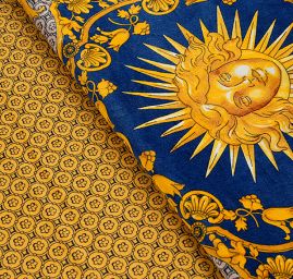 Bavlněný samet drobný vzor žlutý