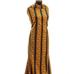 Exkluzivní bavlněný samet ornament/pruh modrý