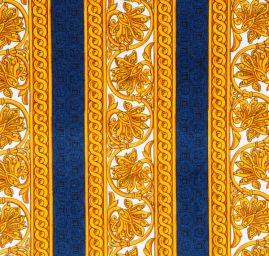 Exkluzivní bavlněný samet ornament/pruh modrý