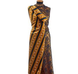 Exkluzivní bavlněný samet ornament/pruh modrý